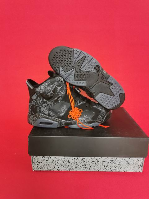 Air Jordan 6 Men's Basketball Shoes Black Grey Flower-014 - Click Image to Close